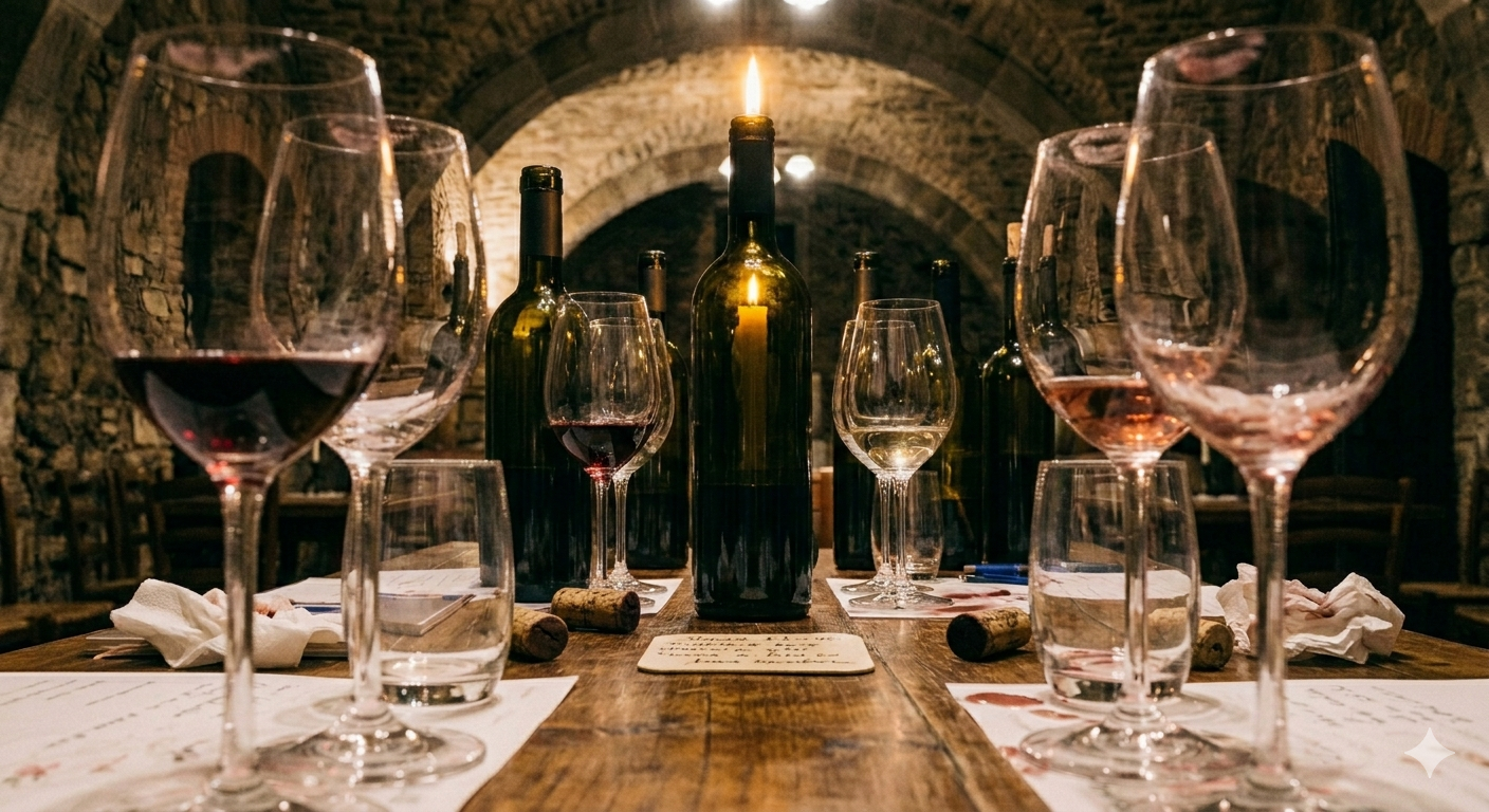 Stemningsbillede fra vinsmagning